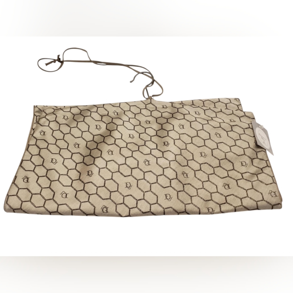 CHRISTIAN‎ DIOR 80s Beige Bag Honeycomb Sacs De Beaute Cosmetic Bag Unisex NEW